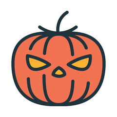 Halloween Pumpkin Jack-o'-lantern Minimal Color Flat Line Stroke Icon Pictogram