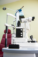 Ophthalmology room in clinic with special equipment