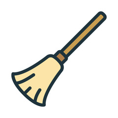 Witch Broom Halloween Minimal Color Flat Line Stroke Icon Pictogram