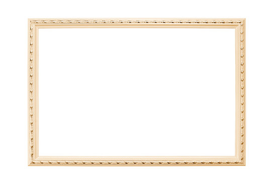 Gold frame for photos, pictures on a white background