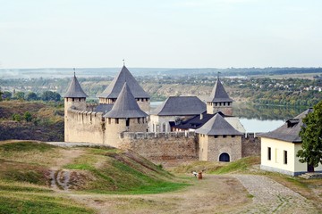 Fototapeta premium Medieval fortress in the Khotyn town West Ukraine. One of the Seven Wonders of Ukraine.