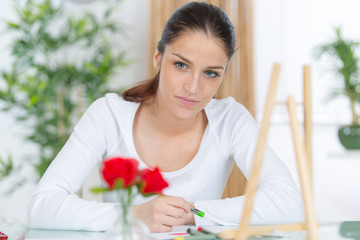 painter woman with sketchbook