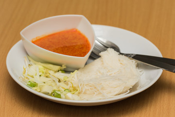 Thai vermicelli eaten with curry