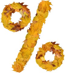 sign percent from autumn leaves