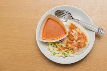 Thai vermicelli eaten with curry