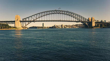 Fototapeta na wymiar The Harbour Bridge and the bay of Sydney, Sydney, Australia