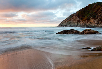 Sunset on a beach at west coast northern California