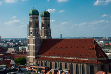 View of Munich city and Frauenkirche (Munich cathedral). Munich, Germany
