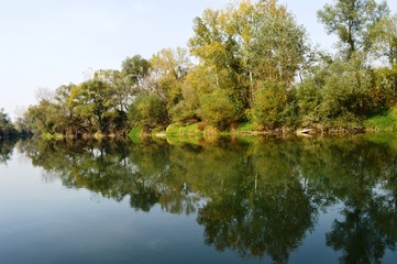 Fototapeta na wymiar reflection in the river 