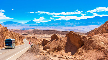 Landscape in Atacama desert, Chile. Copy space for text.