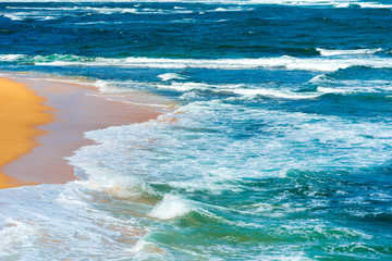 View of the sandy beach, Kauai, Hawaii, USA. Copy space for text.