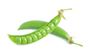 Fresh peas isolated on white background