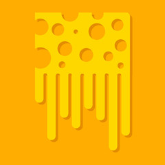 melted cheese on yellow background flat style realistic vector
