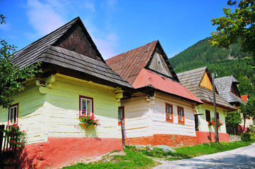 Beautiful rural houses of Vlkolinec traditional slovak village