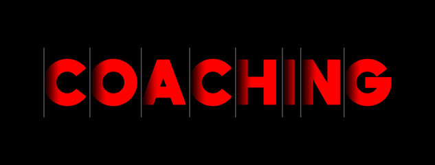 Coaching - red text written on black background