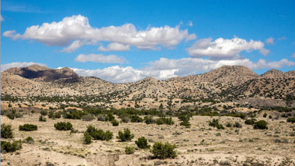 Fototapeta na wymiar Scenic view west of Lamy New Mexico, seen from the train Southwest Chief