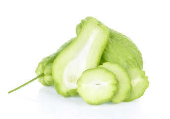 Chayote on white background