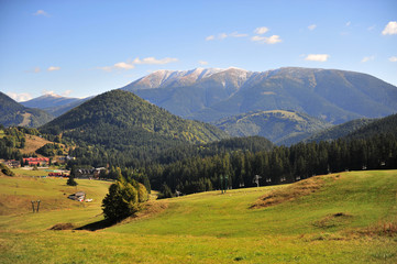 View of Donovaly ski resort on summer