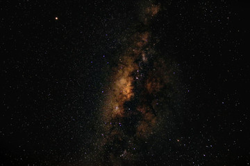 The milky way seen under the sky at midnight.