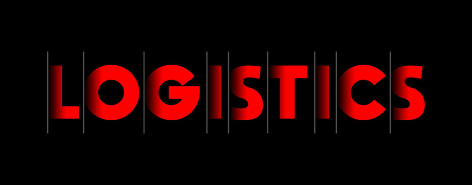 Logistics - red text written on black background