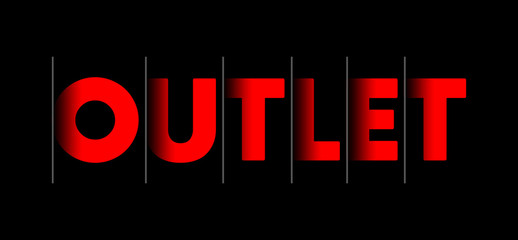 Outlet - red text written on black background