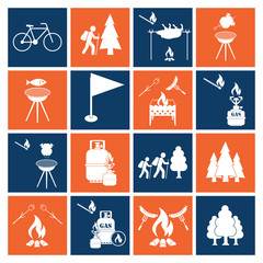 Set of camping equipment icons