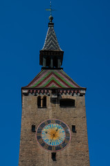 Clock of the Historic Schmalzturm Tower. Landsberg am Lech, Germany