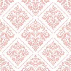 Classic seamless vector pattern. Damask orient ornament. Classic vintage pink background. Orient ornament for fabric, wallpaper and packaging