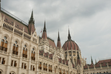 Fototapeta na wymiar Hungarian Parliament Building in Budapest, One of the most beautiful buildings in the Hungarian capital.