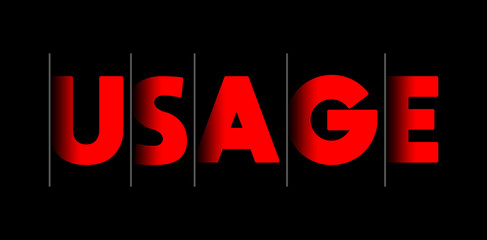 Usage - red text written on black background