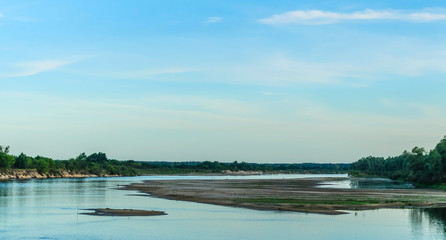 Belarusian Polesie. Pripyat. Fog over the river at sunrise