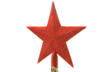 red christmas star on a white background