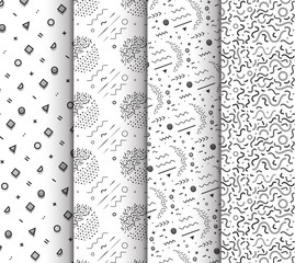 Memphis seamless patterns, available in swatches panel