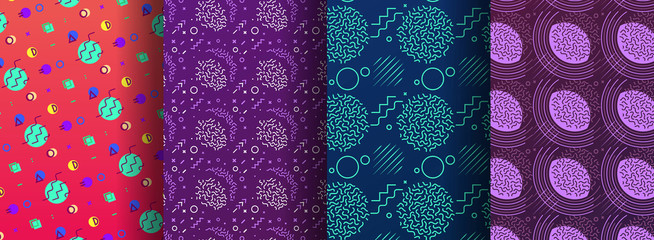 Colorful memphis seamless patterns available in swatches panel