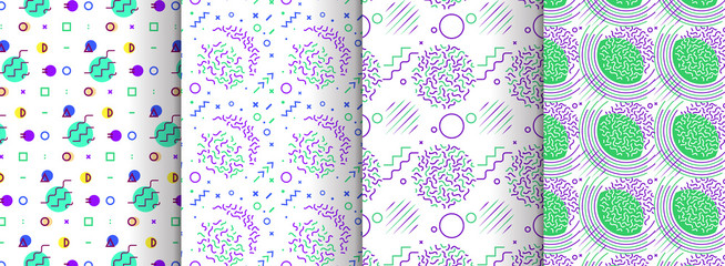 Memphis seamless patterns available in swatches panel