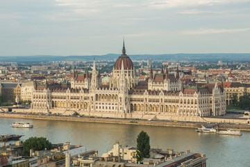 Fototapeta na wymiar Hungarian Parliament Building in Budapest, One of the most beautiful buildings in the Hungarian capital.