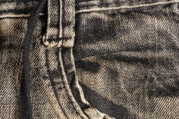 Black washed faded jeans texture with seams