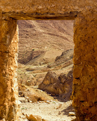 Lanscape of the desert in the Chebika area in  Tunisia.