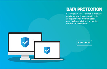 Data Protection Landing Page Template, Vector, EPS 10