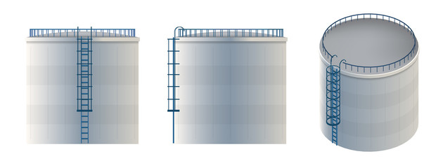 Creative vector illustration of water tank, crude oil storage reservoir isolated on transparent background. Art design gasoline, benzine, fuel cylinder template. Abstract concept graphic element