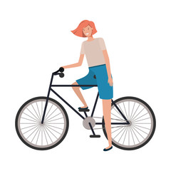 young woman with bicycle avatar character