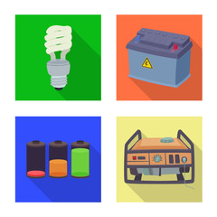 Vector illustration of electricity and electric sign. Set of electricity and energy stock vector illustration.