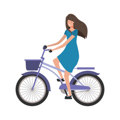 Plakat young woman with bicycle avatar character