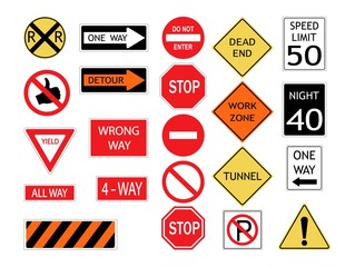 Road signs and symbols. Vector illustration