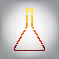 Conical Flask sign. Laboratory glass sign. Vector. Horizontally sliced icon with colors from sunny gradient in gray background. Illustration.