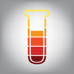 Medical Tube icon. Laboratory glass sign. Vector. Horizontally sliced icon with colors from sunny gradient in gray background. Illustration.