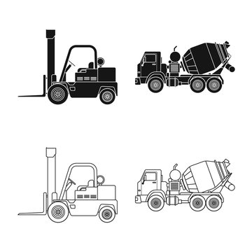 Vector design of build and construction sign. Collection of build and machinery stock symbol for web.