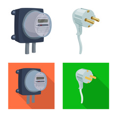 Vector illustration of electricity and electric logo. Set of electricity and energy stock symbol for web.