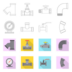 Fototapeta premium Isolated object of pipe and tube sign. Set of pipe and pipeline stock symbol for web.