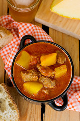 Beef stew with pumpkin in beer tomato gravy